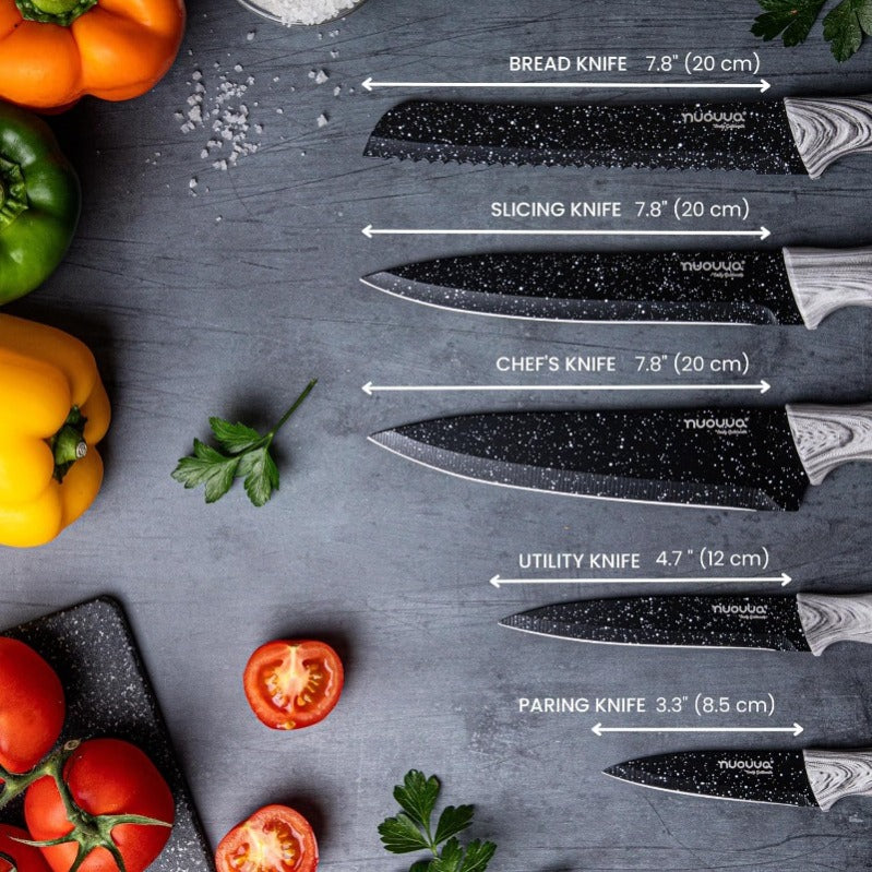 5-Piece Granite Non-Stick Kitchen Knife Set, Nuovva