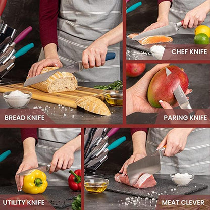 7-Piece  Kitchen Knife Set with Rotating Block, Nuovva