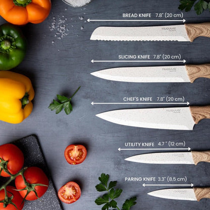 5-Piece Granite Non-Stick Kitchen Knife Set, Nuovva