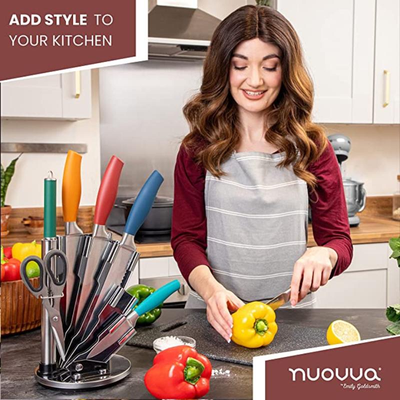 7-Piece  Kitchen Knife Set with Rotating Block, Nuovva