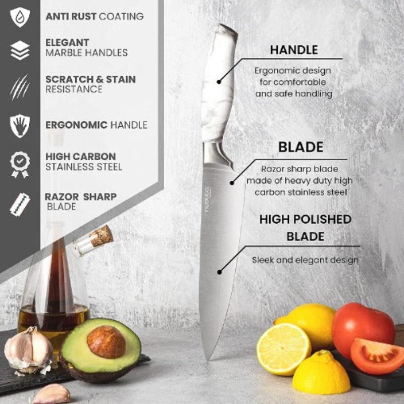 7-Piece  Kitchen Knife Set with Rotating Block, Nuovva