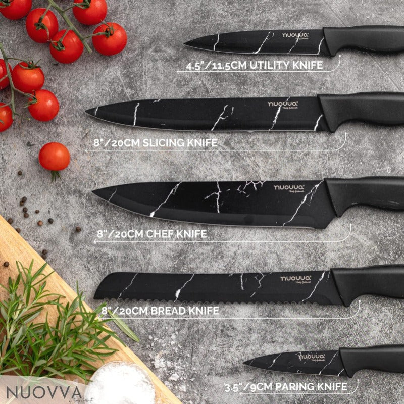 5-Piece Granite Non-Stick Kitchen Knife Set, Nuovva