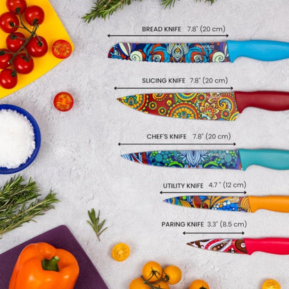 5-Piece Granite Non-Stick Kitchen Knife Set, Nuovva