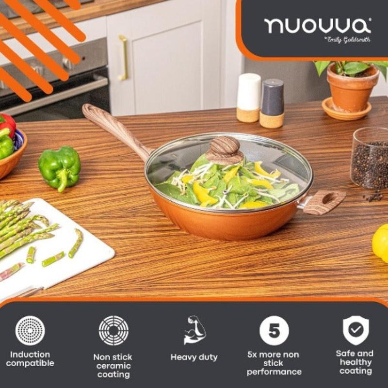 28cm Non-Stick Sauté Pan with Glass Lid, Nuovva