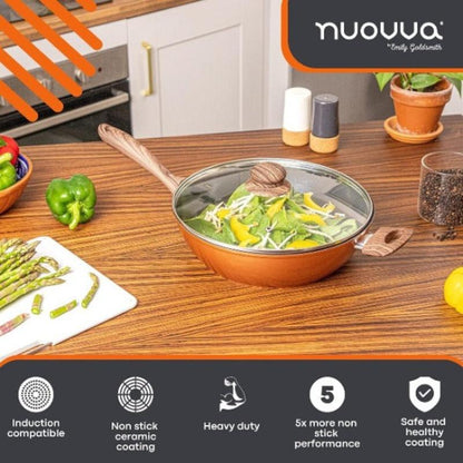 28cm Non-Stick Sauté Pan with Glass Lid, Nuovva