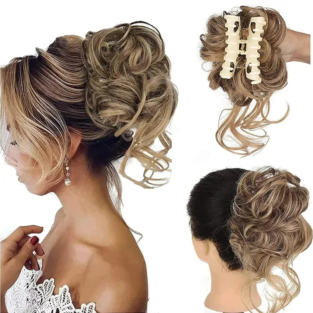 essantials | Curly Hair Bun – Clip-in Hair Piece with Volume and Natural Look