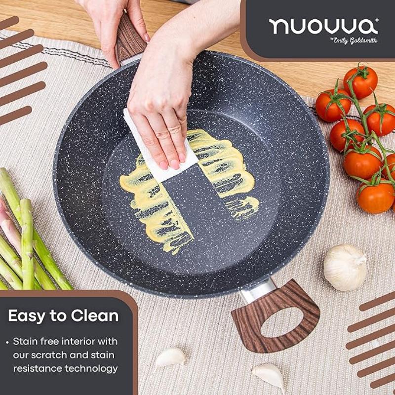 28cm Non-Stick Sauté Pan with Glass Lid, Nuovva