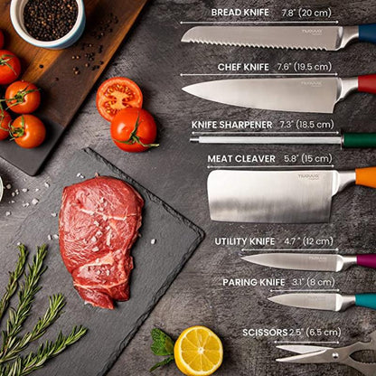 7-Piece  Kitchen Knife Set with Rotating Block, Nuovva