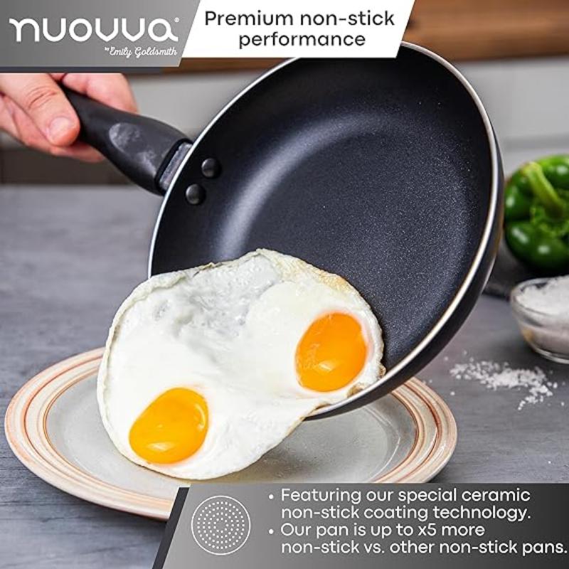 3-Piece Non-Stick Frying Pan Set (20cm, 24cm & 28cm), Nuovva