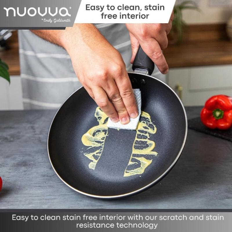 3-Piece Non-Stick Frying Pan Set (20cm, 24cm & 28cm), Nuovva