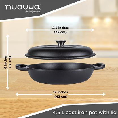 Shallow Enamelled Cast Iron Dutch Oven Casserole Pot (30cm & 32cm), Nuovva