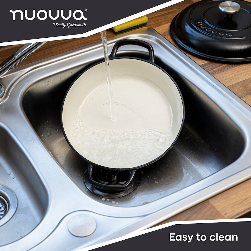 Shallow Enamelled Cast Iron Dutch Oven Casserole Pot (30cm & 32cm), Nuovva