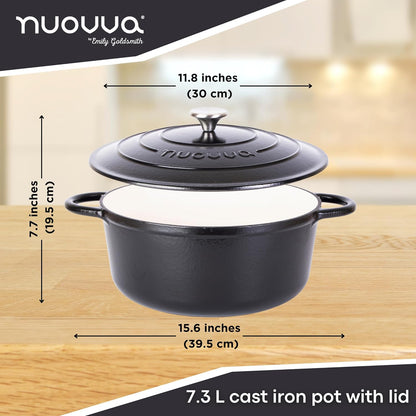 Enamelled Cast Iron Dutch Oven Casserole Pot (22cm, 24cm, 28cm & 30cm), Nuovva