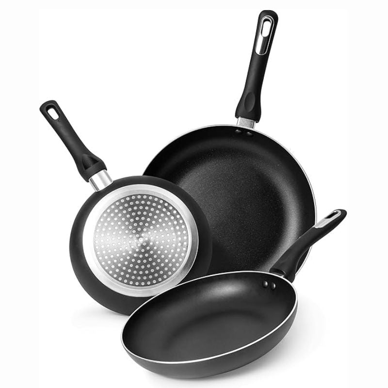 3-Piece Non-Stick Frying Pan Set (20cm, 24cm & 28cm), Nuovva