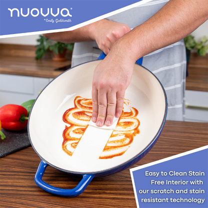 Shallow Enamelled Cast Iron Dutch Oven Casserole Pot (30cm & 32cm), Nuovva