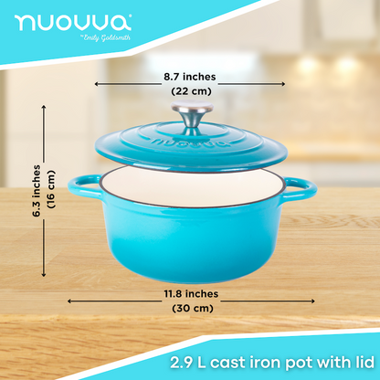 Enamelled Cast Iron Dutch Oven Casserole Pot (22cm, 24cm, 28cm & 30cm), Nuovva