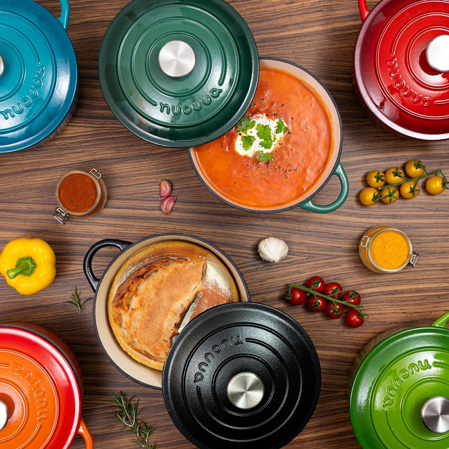 Enamelled Cast Iron Dutch Oven Casserole Pot, Nuovva