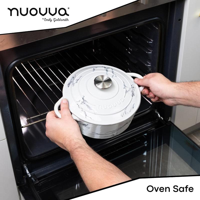 Enamelled Cast Iron Dutch Oven Casserole Pot (22cm, 24cm, 28cm & 30cm), Nuovva