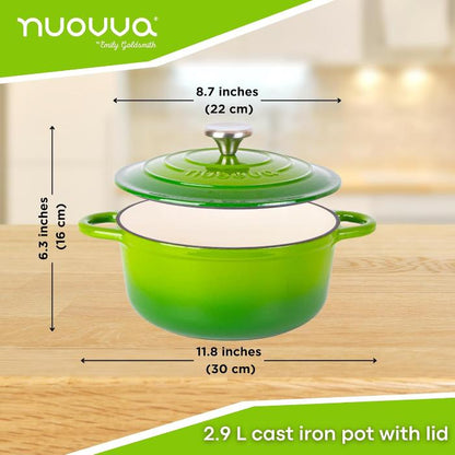 Enamelled Cast Iron Dutch Oven Casserole Pot (22cm, 24cm, 28cm & 30cm), Nuovva
