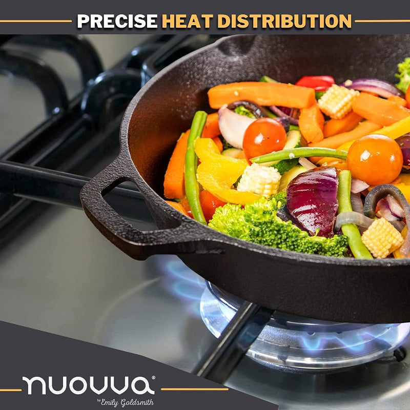 Cast Iron Pre Seasoned Skillet Frying Pan Chef Set (25 & 30cm)