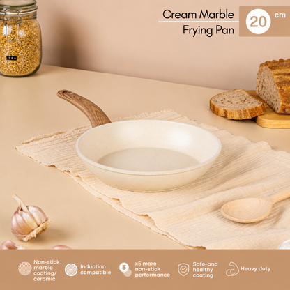 Cream Induction Non-Stick Frying Pan (18cm, 20cm & 26cm), Nuovva