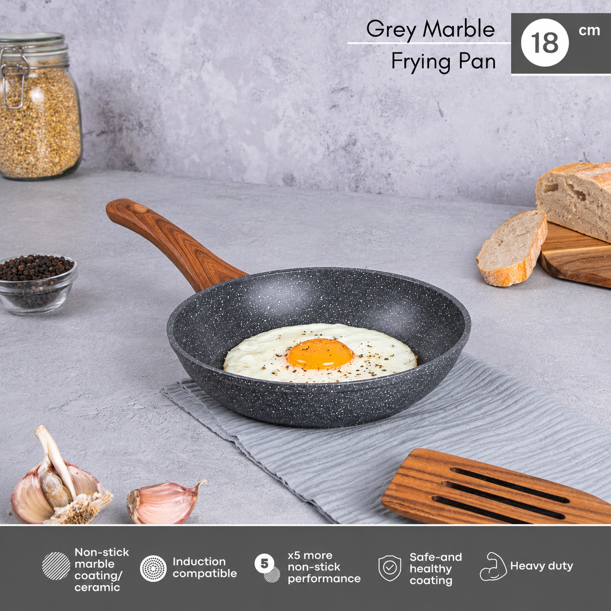 18cm Marble Granite Non-Stick Frying Pan, Nuovva