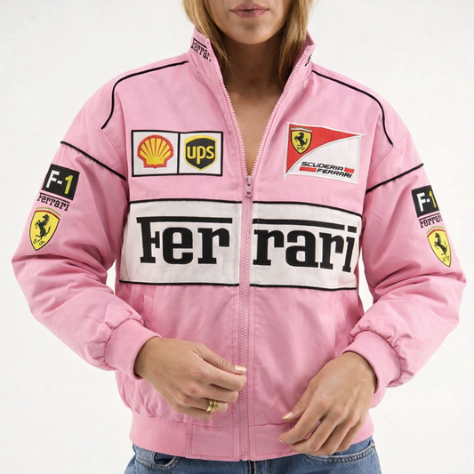 Ferrari F1 vintage lyserød racingjakke