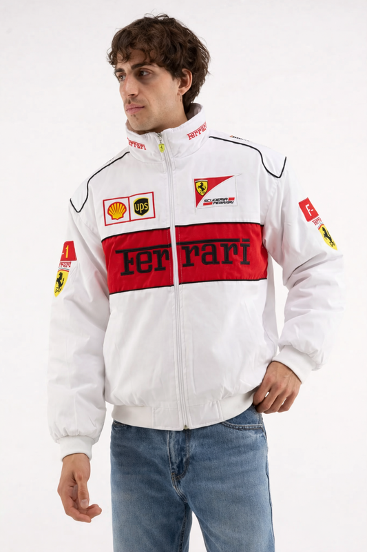 Ferrari F1 vintage hvid racingjakke