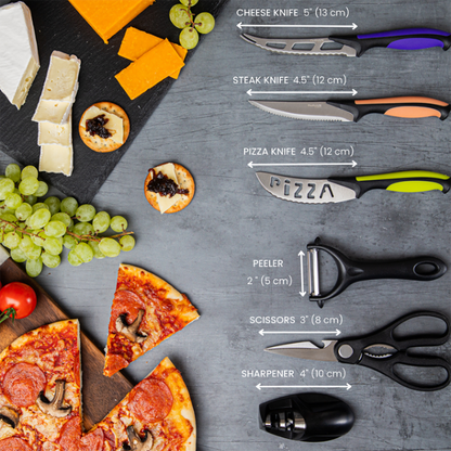 Colour-Coded Kitchen Knife Set with Block (5-Piece & 17-Piece), Nuovva