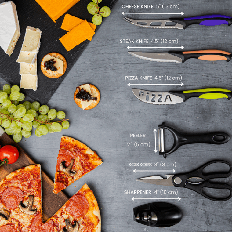 17-Piece Professional Black Granite Kitchen Knife Set with Acrylic Block, Nuovva