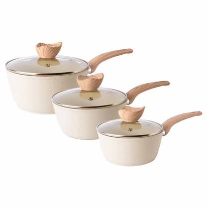 3-Piece Non-Stick Saucepan Set with Lids, Nuovva