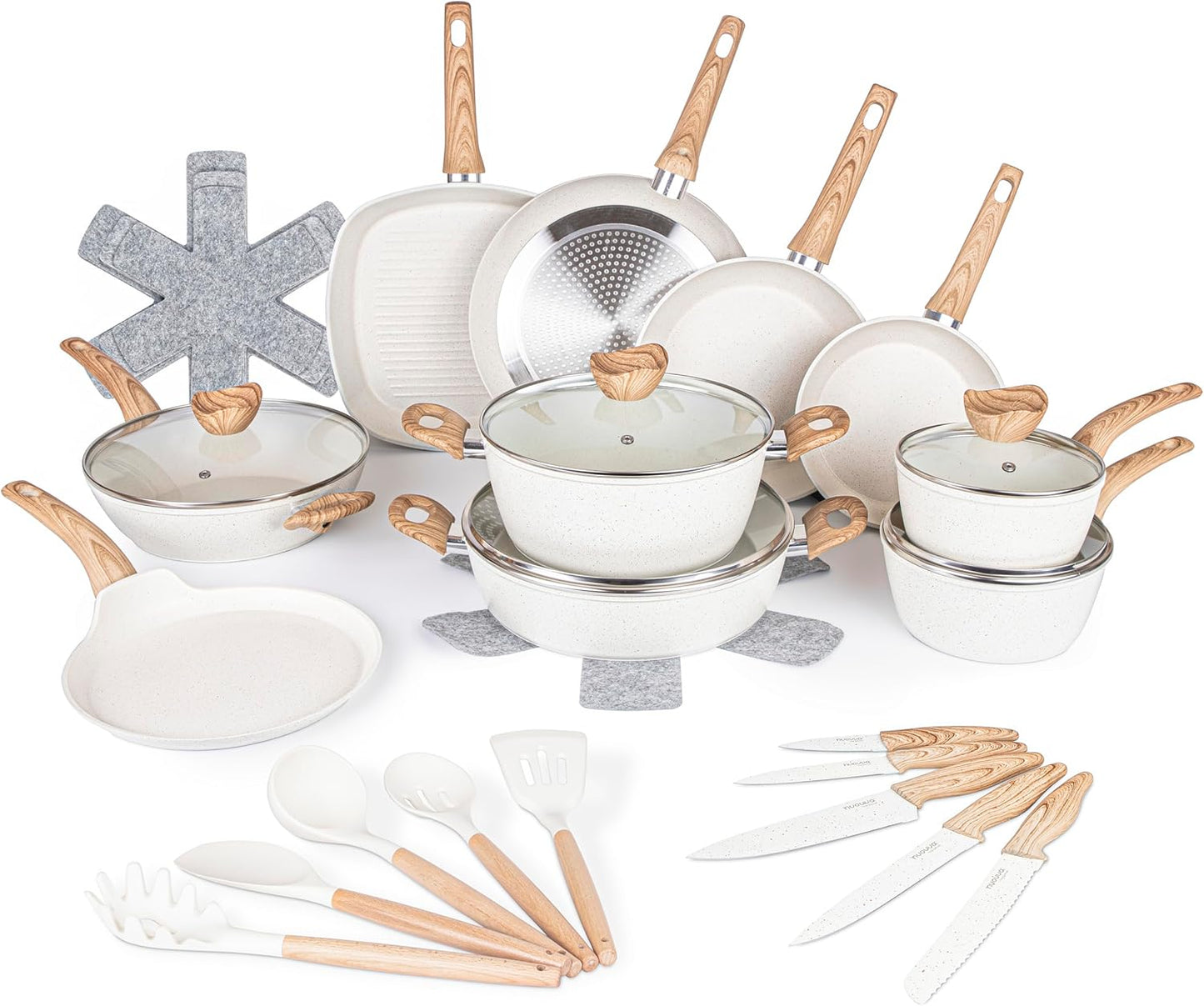 35-Piece Non-Stick Cookware & Kitchen Knife Set, Nuovva