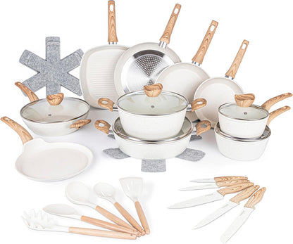 35-Piece Non-Stick Cookware & Kitchen Knife Set, Nuovva