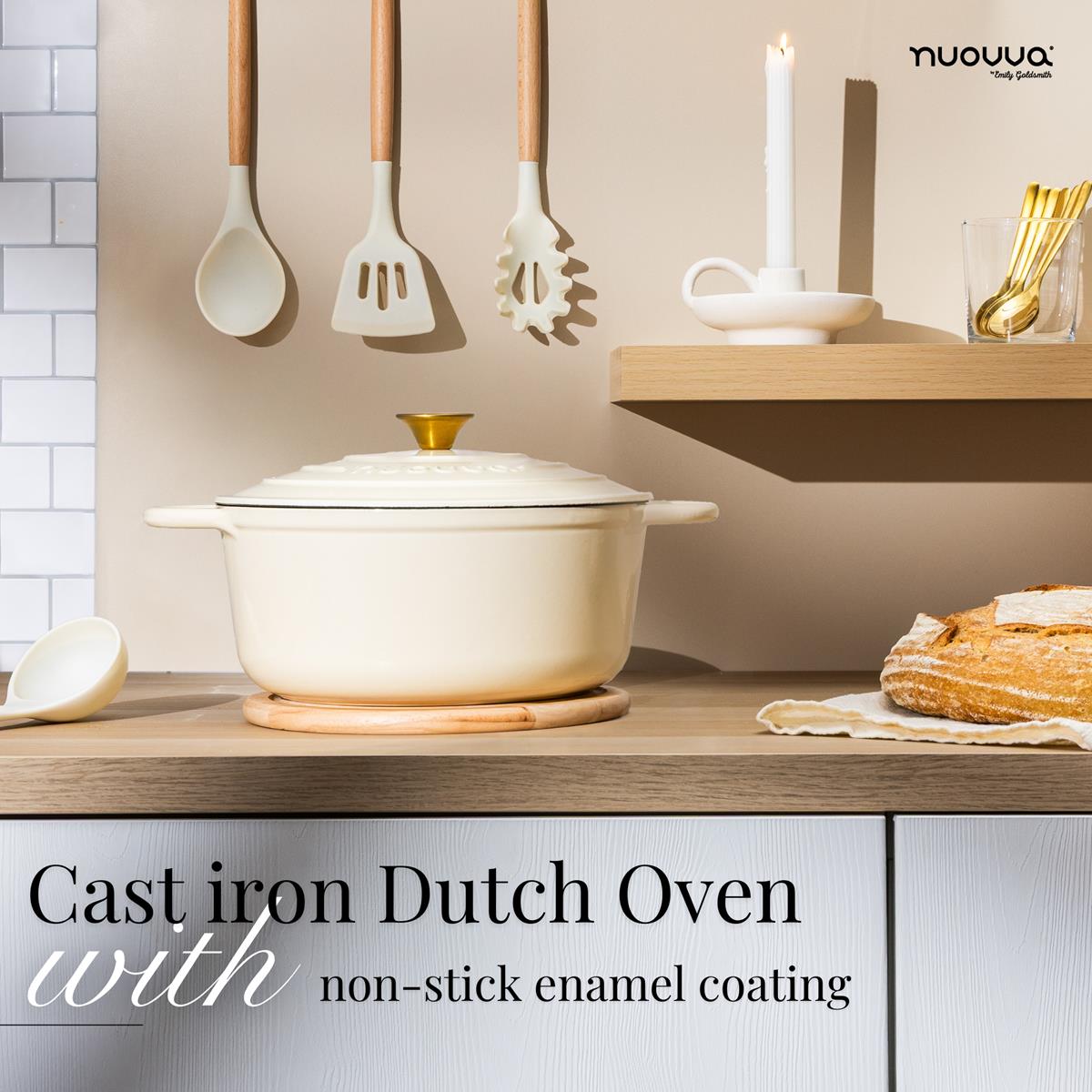 Cast Iron Dutch Oven with Lid, Casserole Pot - 24cm - 4.7L (Multiple Colours)