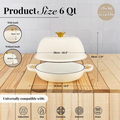 Enamelled Cast Iron Dutch Oven Bread Pot, Nuovva