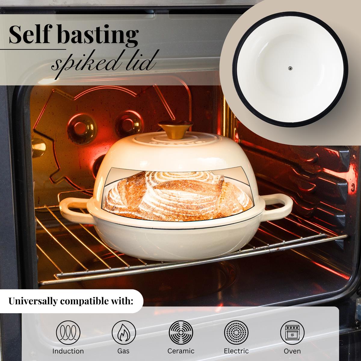 Enamelled Cast Iron Dutch Oven Bread Pot, Nuovva
