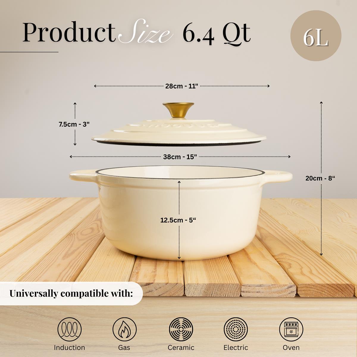 Enamelled Cast Iron Dutch Oven Casserole Pot, Nuovva