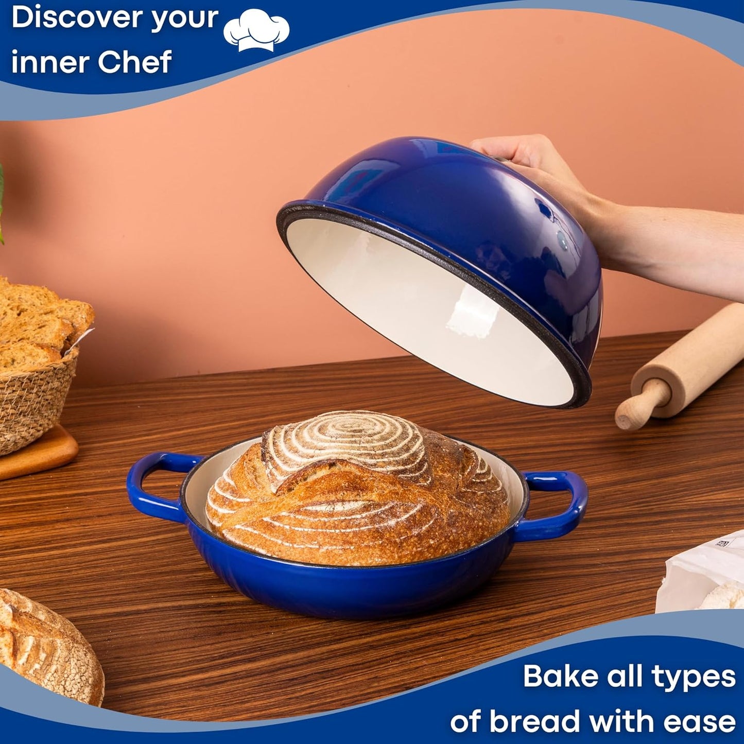 Enamelled Cast Iron Dutch Oven Bread Pot, Nuovva