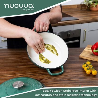 Shallow Enamelled Cast Iron Dutch Oven Casserole Pot (30cm & 32cm), Nuovva