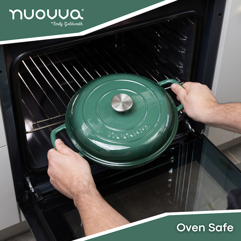 Shallow Enamelled Cast Iron Dutch Oven Casserole Pot (30cm & 32cm), Nuovva