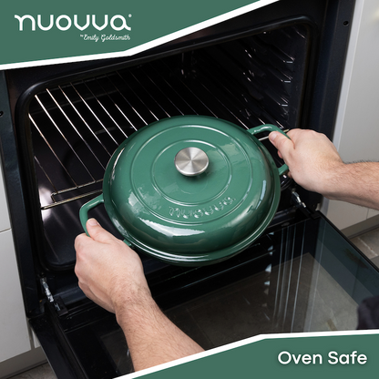 Shallow Enamelled Cast Iron Dutch Oven Casserole Pot (30cm & 32cm), Nuovva