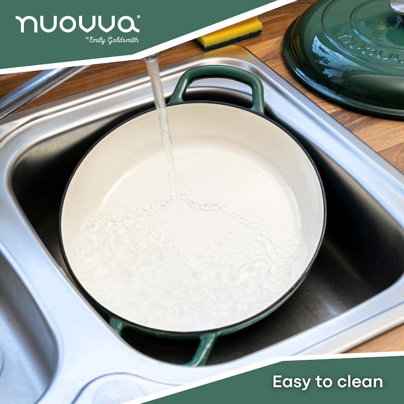 Shallow Enamelled Cast Iron Dutch Oven Casserole Pot (30cm & 32cm), Nuovva