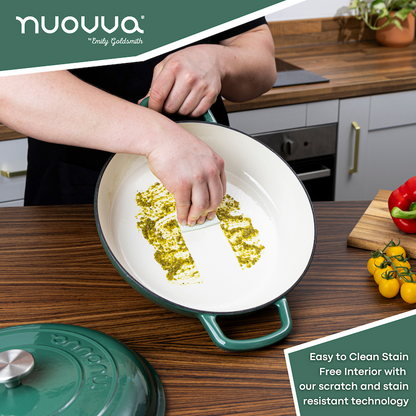 Shallow Enamelled Cast Iron Dutch Oven Casserole Pot (30cm & 32cm), Nuovva