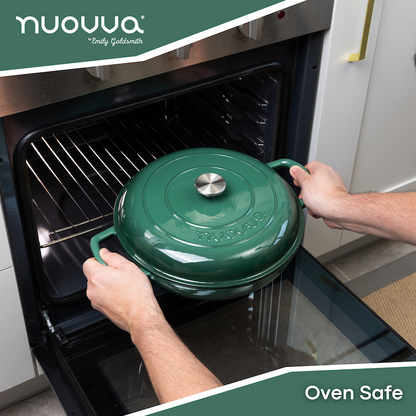 32cm Enamelled Cast Iron Shallow Casserole Dish with Lid – 3.5L, Nuovva