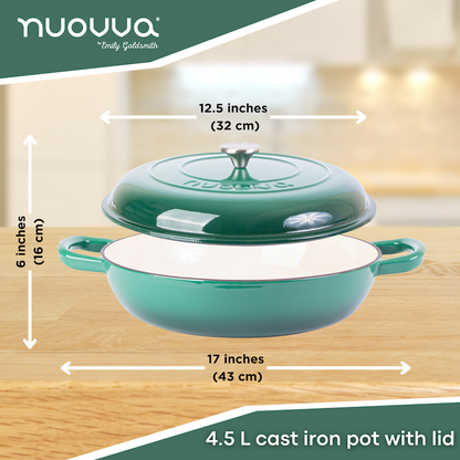 Shallow Enamelled Cast Iron Dutch Oven Casserole Pot (30cm & 32cm), Nuovva