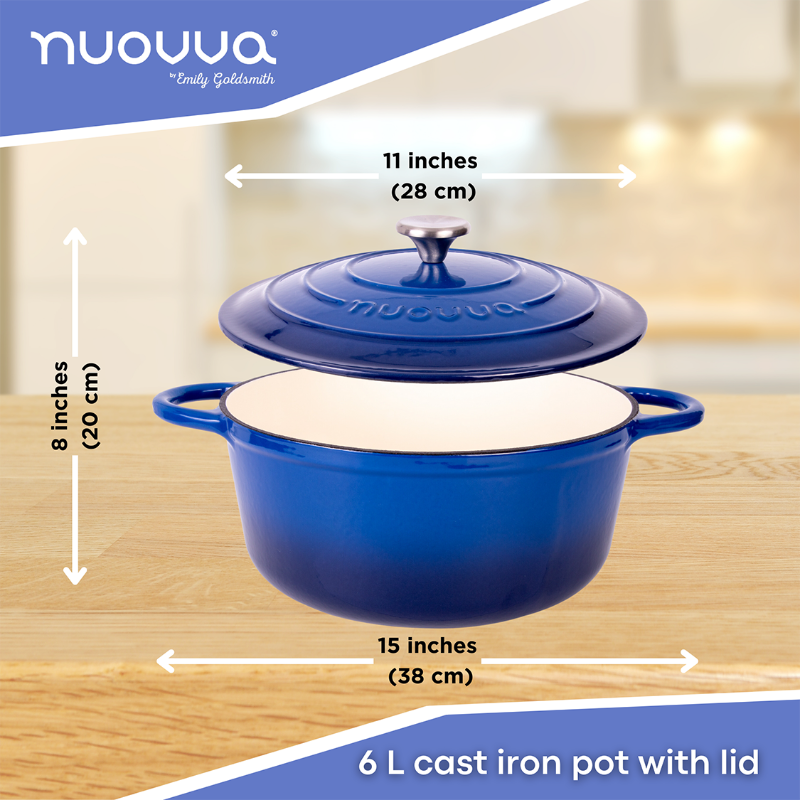 Enamelled Cast Iron Dutch Oven Casserole Pot, Nuovva