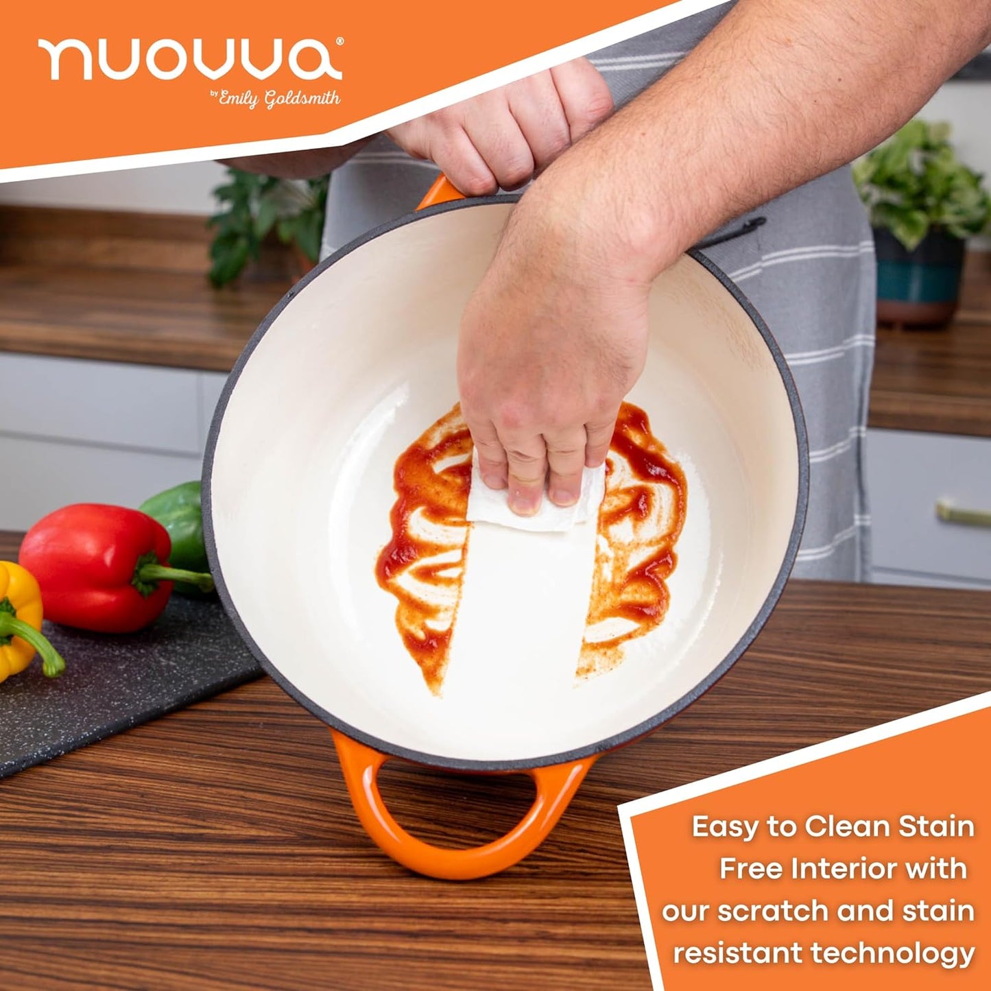 Enamelled Cast Iron Dutch Oven Casserole Pot, Nuovva