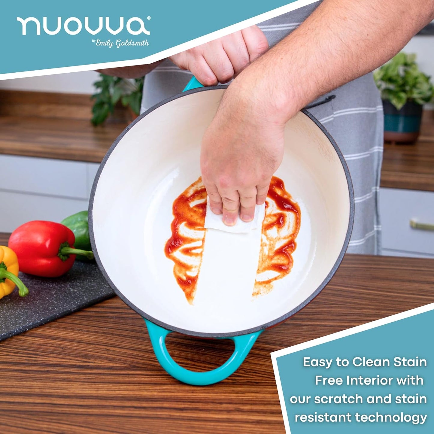 Enamelled Cast Iron Dutch Oven Casserole Pot, Nuovva