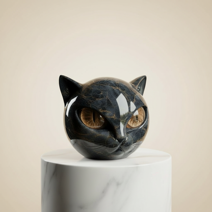 Essantials | NoirCat Sculpture – Black Cat Head with Hypnotic Eyes