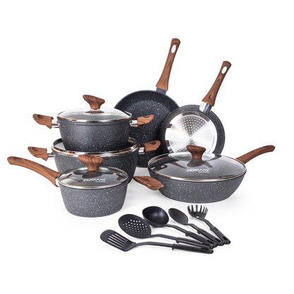 15-Piece Non-Stick Kitchen Cookware Set with Lids , Nuovva